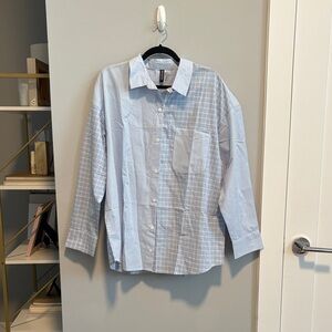 NWT H&M Blue Checkered and Striped Women's Button Down Shirt